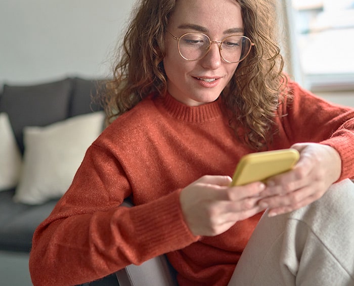 Patient completing an online form
