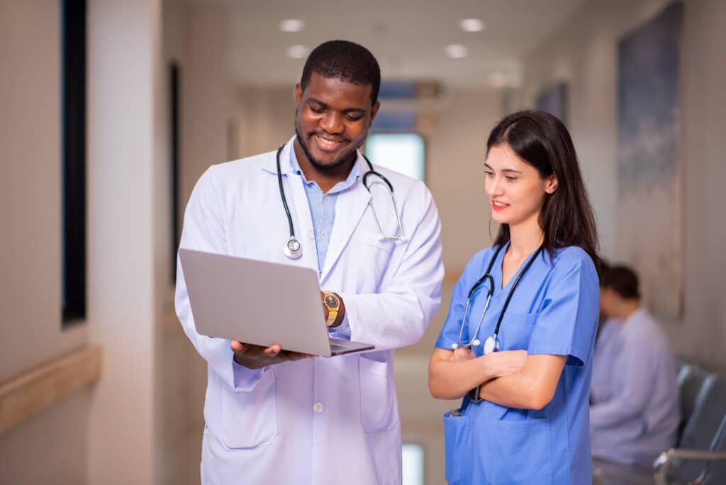 doctor and nurse having discussion