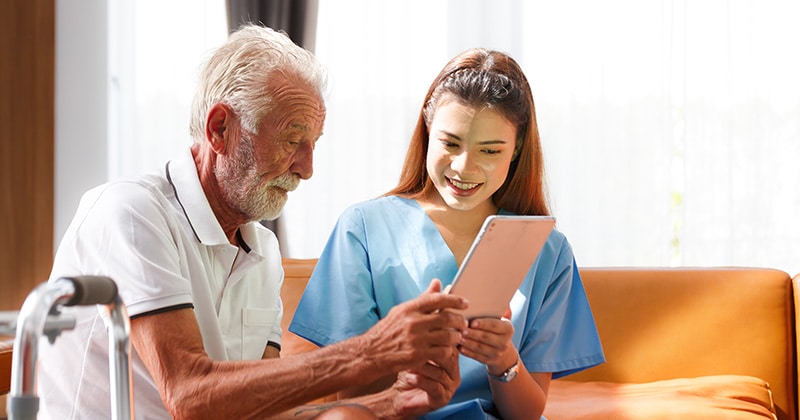 Healthcare provider engaging with a patient in a consultation