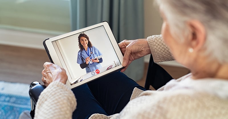 senior using telehealth service