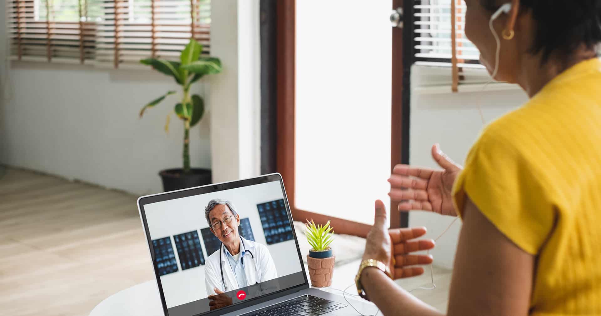 women receiving telehealth service